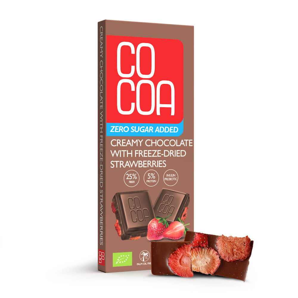 Czekolada Creamy z Truskawkami Bez Dodatku Cukrów BIO (4 szt x 40 g)