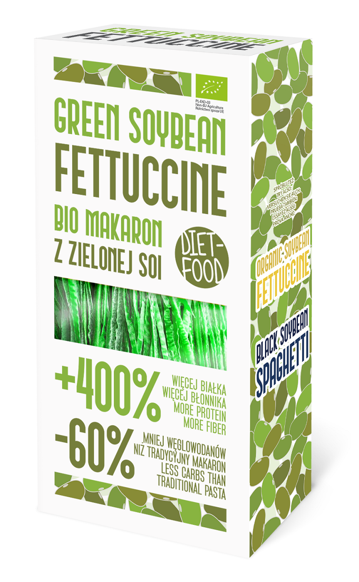 Makaron Proteinowy (Z Soi Zielonej) Fettuccine Bezglutenowy BIO - Diet (2 szt x 200 g)