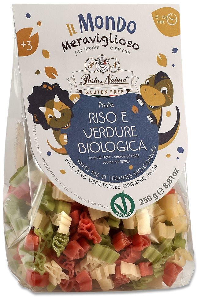 Makaron (Ryżowy Trójkolorowy) Dla Dzieci Dinozaury Bezglutenowy BIO (3 szt x 250 g)
