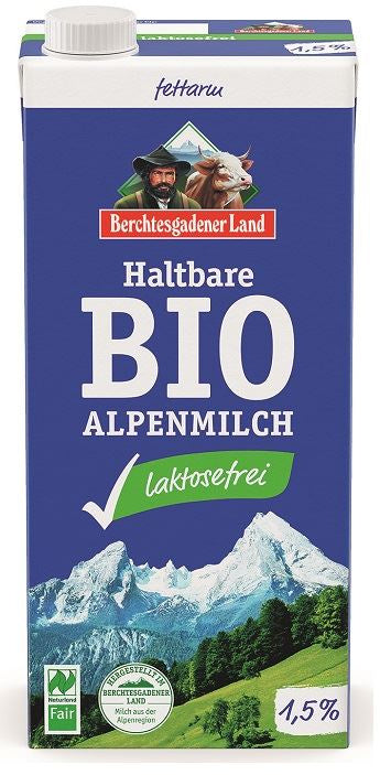 Mleko Alpejskie Uht o Obniżonej Zawartości Laktozy (Min. 1,5 % Tłuszczu) BIO (2 szt x 1 l)