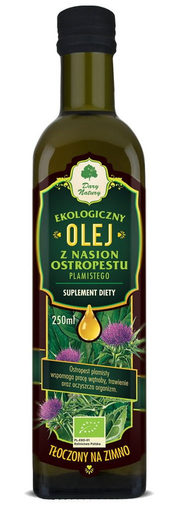 Olej z Ostropestu Plamistego Tłoczony Na Zimno BIO 250 ml