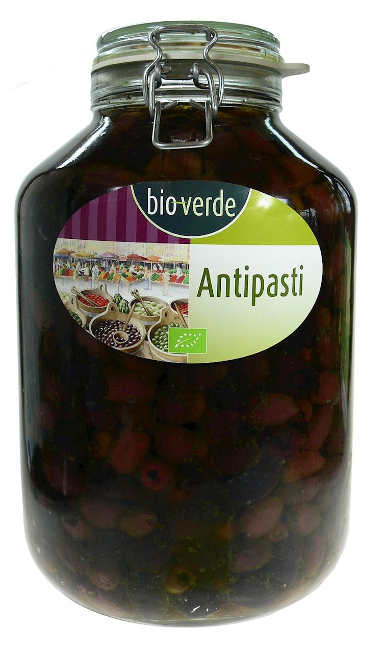 Oliwki Czarne Kalamata Bez Pestek z Ziołami w Oleju BIO 4,55 kg (Słoik) - Bio