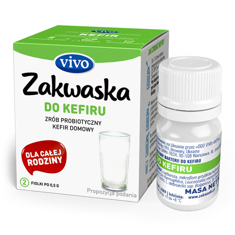 Żywe Kultury Bakterii Do Kefiru "Zakwaska" Bezglutenowe (2 Fiolki) (2 szt x 1 g)