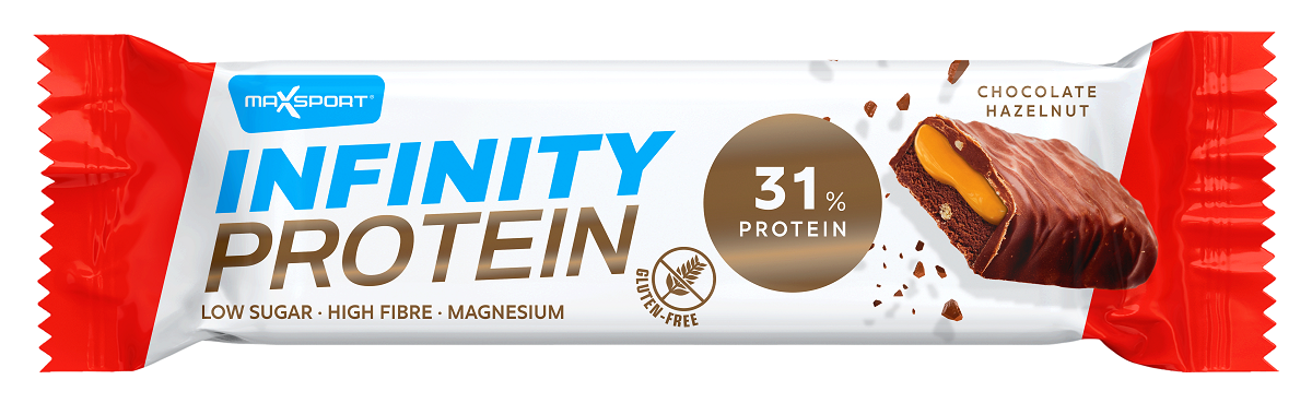 Baton Proteinowy z Karmelem i Orzechami Laskowymi w Czekoladzie Mlecznej Bezglutenowy (6 szt x 55 g)