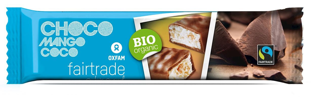 Baton z Nadzieniem Kokos - Mango w Polewie z Czekolady Mlecznej Fair Trade BIO (3 szt x 33 g)