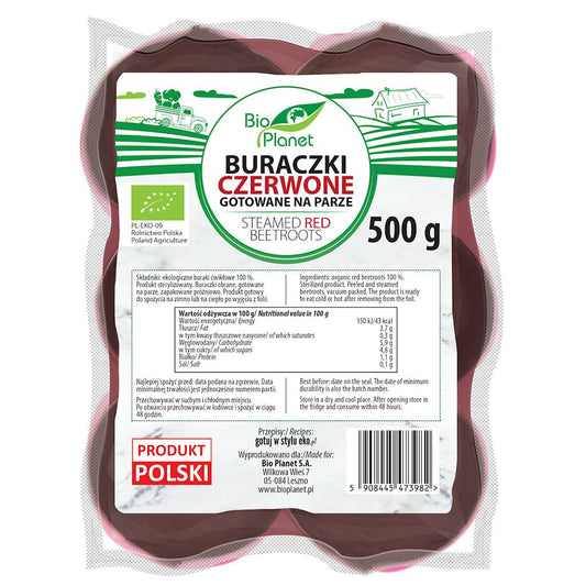 Buraczki Czerwone Gotowane Na Parze BIO (Polska) (Około 0,50 kg) (2 szt x 500 g)