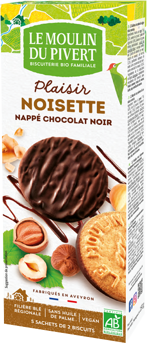 Ciastka z Orzechami Laskowymi Oblane Czekoladą Gorzką BIO 130 g