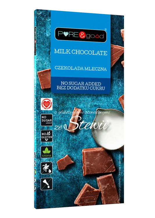Czekolada Mleczna Ze Stewią Bez Dodatku Cukrów Bezglutenowa (2 szt x 100 g)