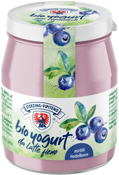 Jogurt Borówkowy z Mleka Siennego Bezglutenowy BIO  (Słoik) - Sterzing (3 szt x 150 g)