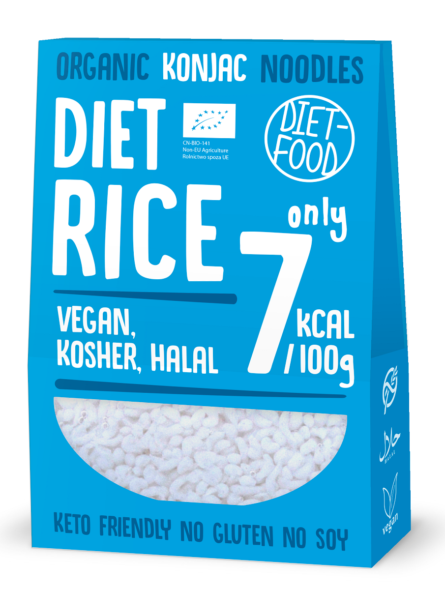 Makaron (Konjac) w Kształcie Ryżu Bezglutenowy BIO 385 g () - Diet (3 szt x 300 g)