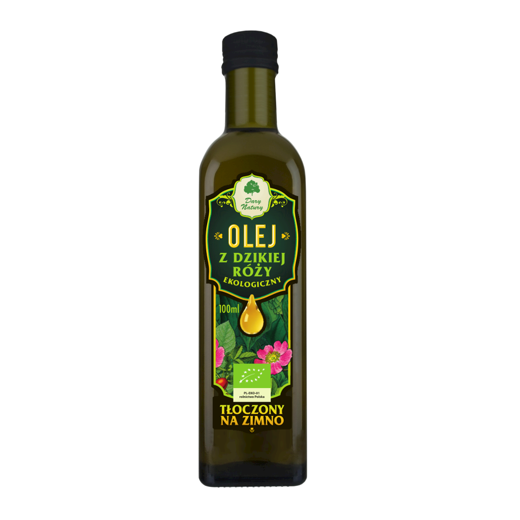 Olej z Pestek Dzikiej Róży Tłoczony Na Zimno BIO 100 ml
