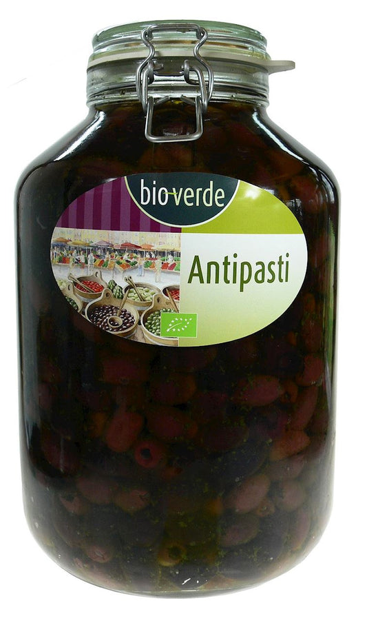 Oliwki Czarne Kalamata Bez Pestek z Ziołami w Oleju BIO 4,55 kg (Słoik) - Bio