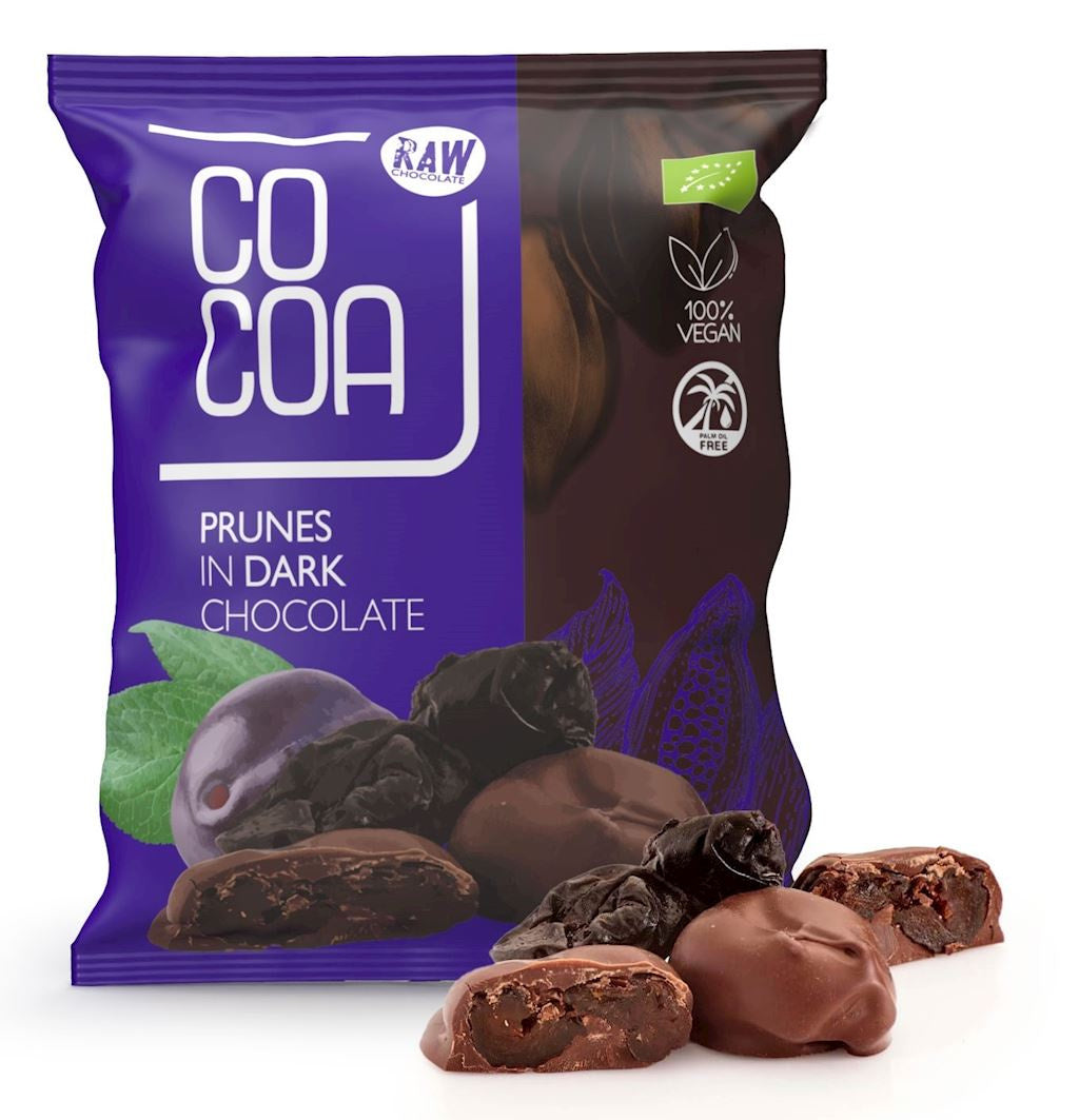 Śliwki Kalifornijskie w Czekoladzie Ciemnej BIO (2 szt x 70 g)